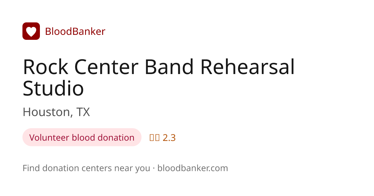 Rock Center Band Rehearsal Studio, Houston, TX | BloodBanker